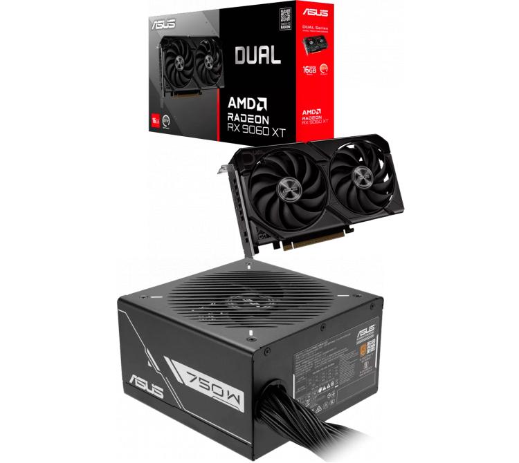 Combo ASUS DUAL RX 9060 XT 16GB + Fuente ASUS PRIME 750W 80 Plus Bronze