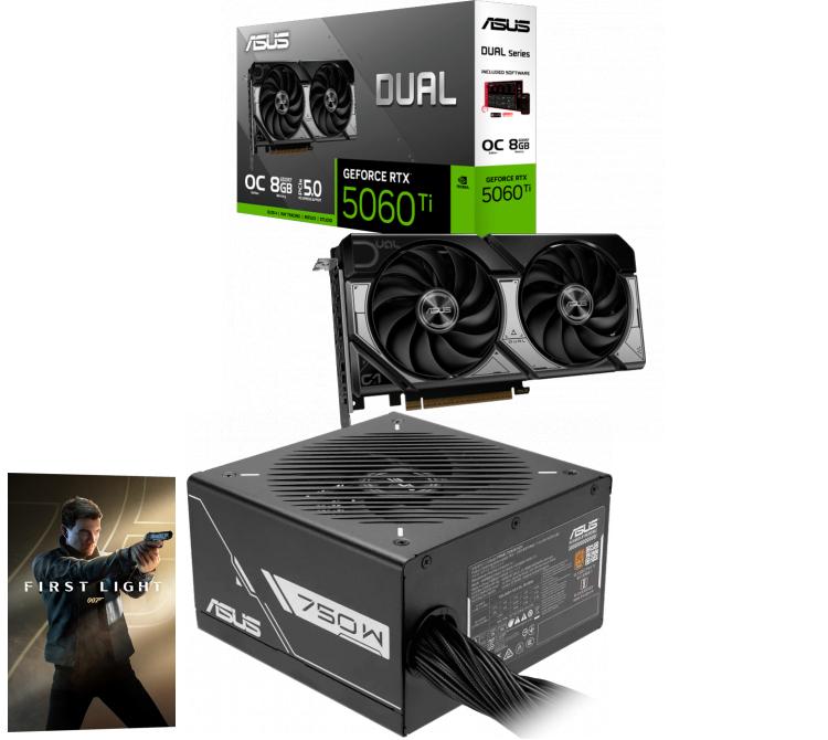 Combo ASUS GeForce DUAL RTX 5060 Ti 8GB OC + Fuente ASUS PRIME 750W 80 Plus Bronze