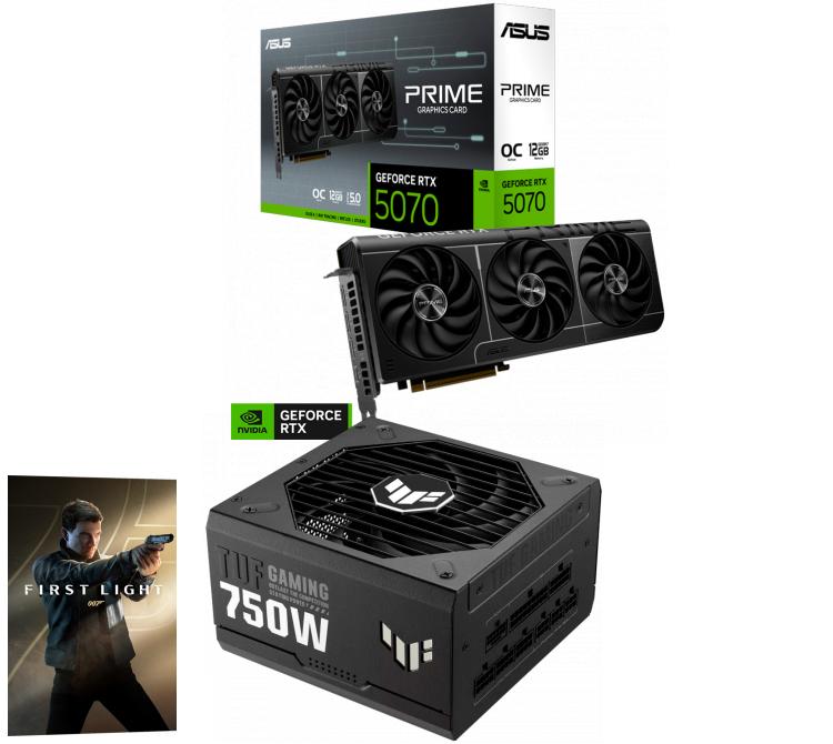 Combo ASUS PRIME GeForce RTX 5070 12GB OC + Fuente ASUS TUF 750W 80 Plus Gold