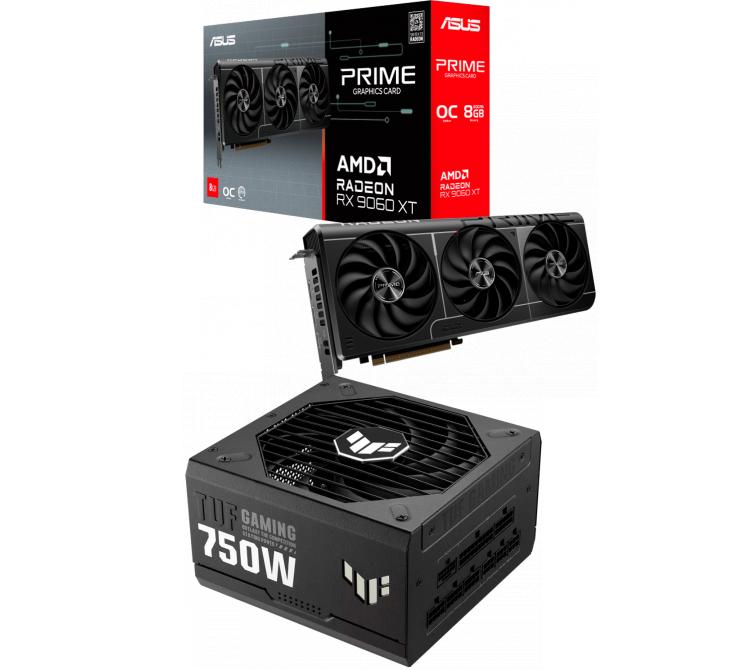 Combo ASUS PRIME Radeon RX 9060 8GB OC + Fuente ASUS TUF 750W 80 Plus Gold