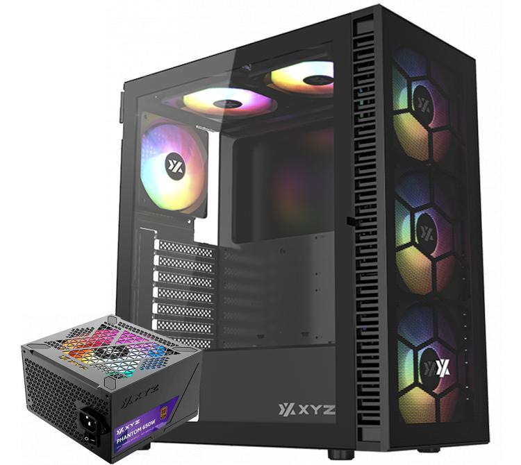 Combo XYZ Gabinete Airone 100 Mesh 6x Fans ARGB + Fuente 650W 80 Plus Bronze ARGB Phantom