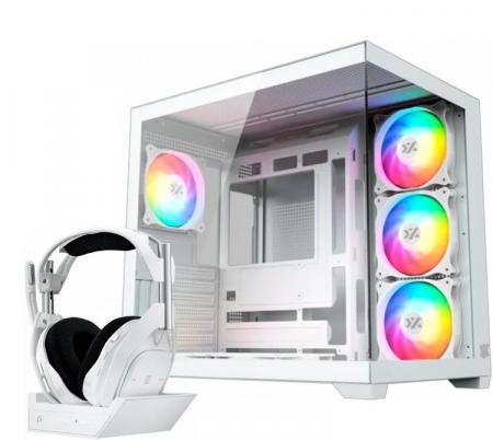 Gabinete XYZ TESSERACT X 50 White 6x120mm ARGB Dual Chamber	+ Auriculares Logitech Astro A50X Wireless