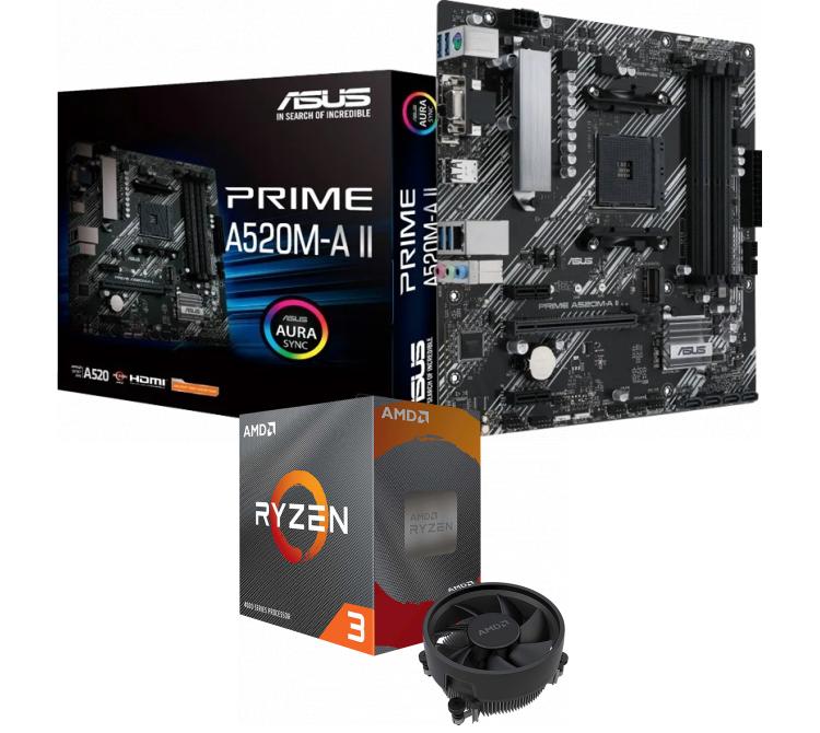 Kit Mother ASUS PRIME A520M-A II + Procesador AMD Ryzen 3 5300G 4.2GHz Turbo AM4 + Wraith Stealth Cooler
