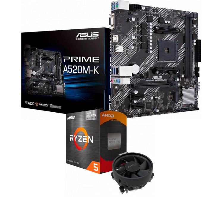 Kit Mother ASUS PRIME A520M-K + Procesador AMD Ryzen 5 5600GT 4.6GHz Turbo AM4 + Wraith Stealth Cooler