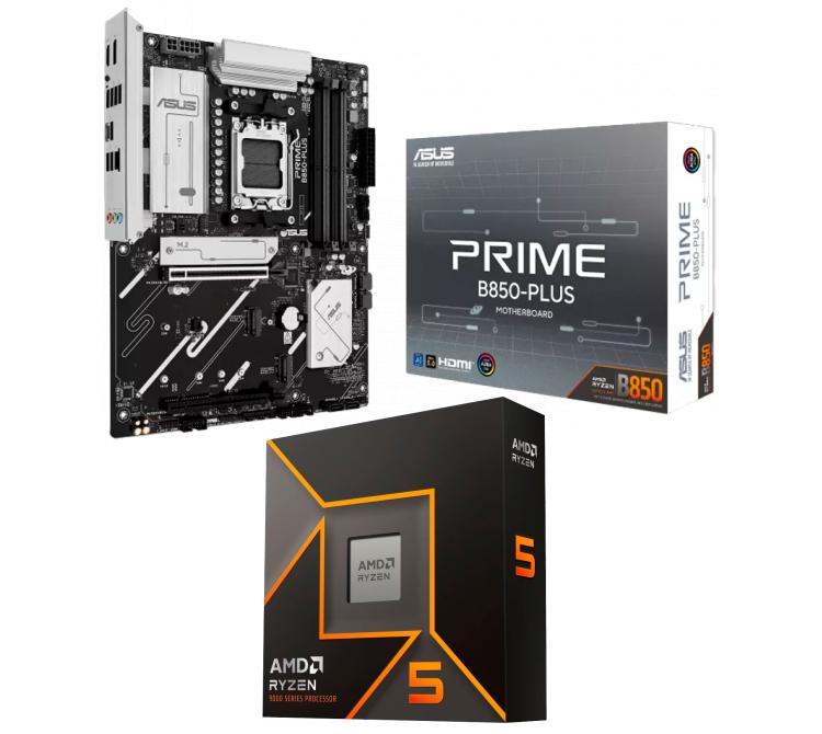 Kit Mother ASUS PRIME B850-PLUS + Procesador AMD Ryzen 5 9600X 5.4GHz Turbo AM5 - No Incluye Cooler