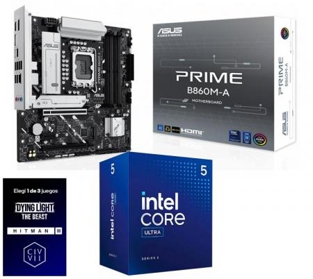 Kit Mother ASUS PRIME B860M-A + Procesador Intel Core Ultra 5 225F 4.9Ghz Turbo Socket 1851