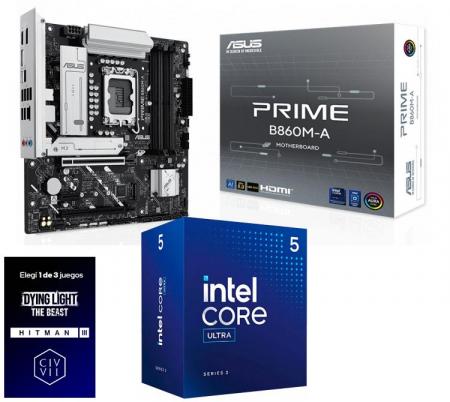 Kit Mother ASUS PRIME B860M-A + Procesador Intel Core Ultra 5 225 4.9Ghz Turbo Socket 1851