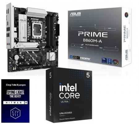 Kit Mother ASUS PRIME B860M-A + Procesador Intel Core Ultra 5 245K 5.2Ghz Turbo Socket 1851
