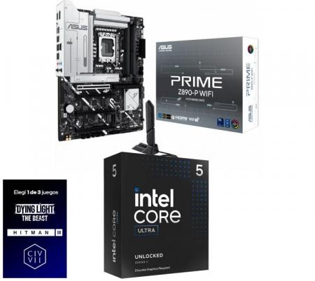 Kit Mother ASUS PRIME Z890-P WIFI + Procesador Intel Core Ultra 5 245K 5.2Ghz Turbo Socket 1851