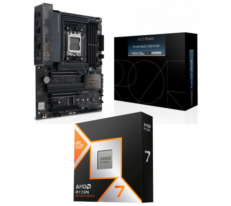 Kit Mother ASUS ProArt B650-CREATOR AM5 DDR5 + Procesador AMD Ryzen 7 9800X3D 5.2GHz Turbo AM5 - No Incluye Cooler