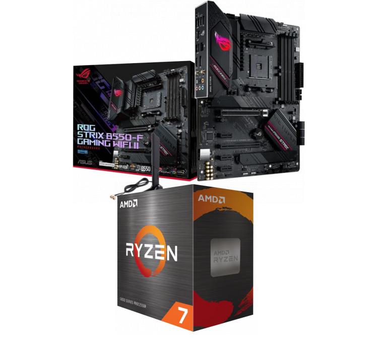 Kit Mother ASUS ROG STRIX B550-F GAMING WIFI II + Procesador AMD Ryzen 7 5800XT 4.8GHz Turbo AM4 - No incluye Cooler