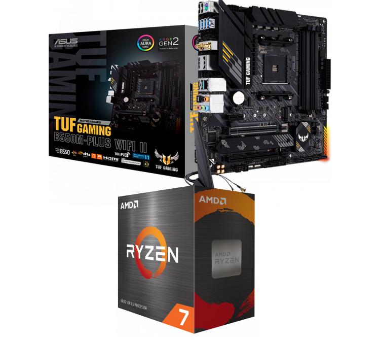 Kit Mother ASUS TUF B550M-PLUS WiFi II + Procesador AMD Ryzen 7 5800XT 4.8GHz Turbo AM4 - No incluye Cooler