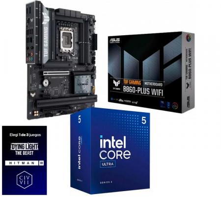Kit Mother ASUS TUF GAMING B860-PLUS WIFI + Procesador Intel Core Ultra 5 225F 4.9Ghz Turbo Socket 1851