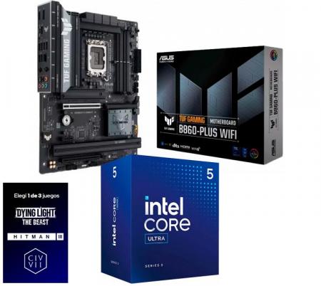 Kit Mother ASUS TUF GAMING B860-PLUS WIFI + Procesador Intel Core Ultra 5 225 4.9Ghz Turbo Socket 1851