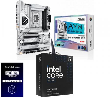 Kit Mother ASUS Z890 AYW GAMING WIFI W + Procesador Intel Core Ultra 5 245K 5.2Ghz Turbo Socket 1851