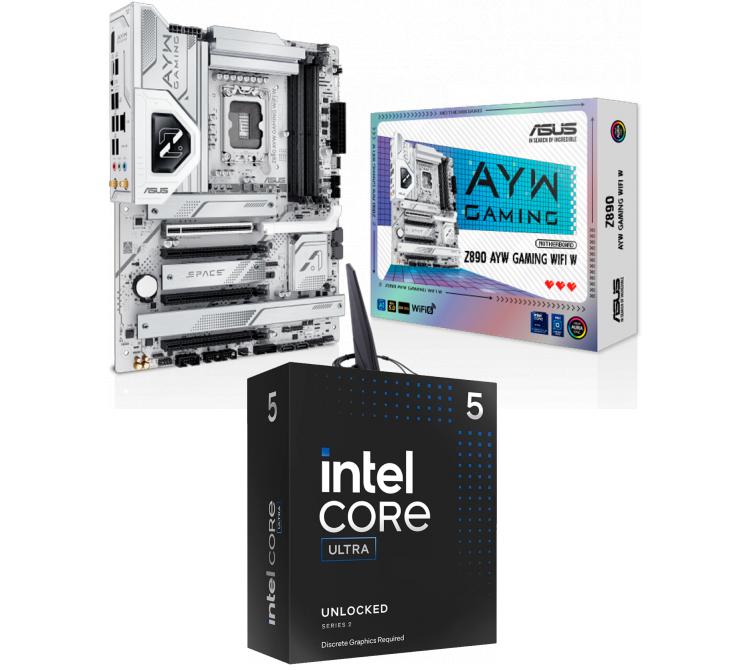 Kit Mother ASUS Z890 AYW GAMING WIFI W + Procesador Intel Core Ultra 5 245K 5.2Ghz Turbo Socket 1851