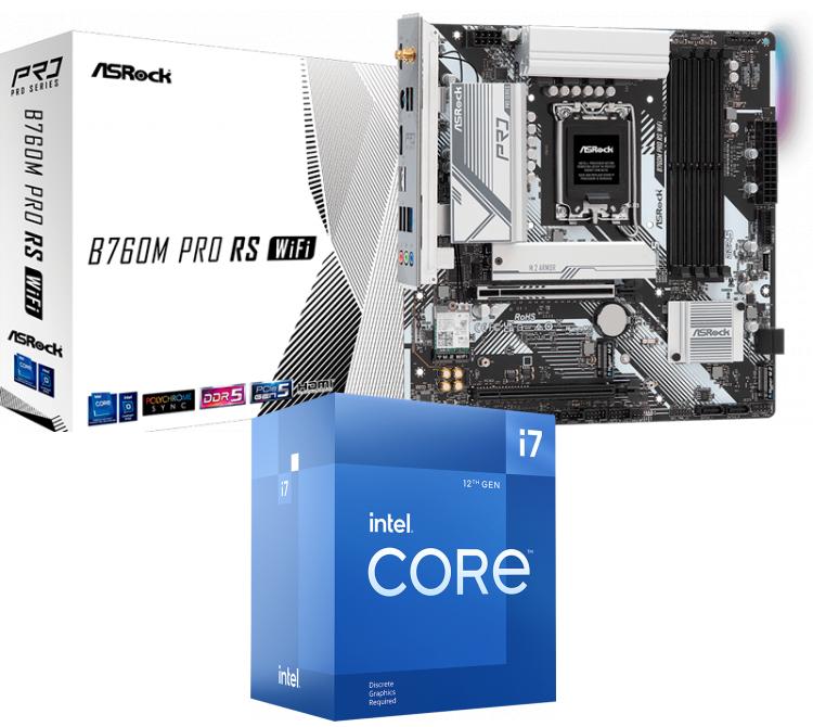 Kit Mother Asrock B760M PRO RS WIFI DDR5 + Procesador Intel Core i7 12700F 4.9GHz Turbo Socket 1700