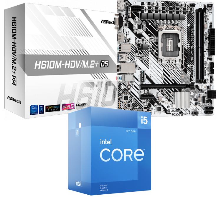 Kit Mother Asrock H610M-HDV/M2+ DDR5 + Procesador Intel Core i5 12400F 4.4GHz Turbo Socket 1700