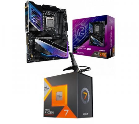 Kit Mother Asrock X870E NOVA WIFI + Procesador AMD Ryzen 7 7800X3D 5.0GHz Turbo AM5 - No incluye cooler
