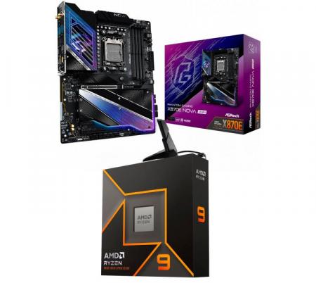 Kit Mother Asrock X870E NOVA WIFI + Procesador AMD Ryzen 9 9900X 5.6GHz Turbo AM5 - No Incluye Cooler