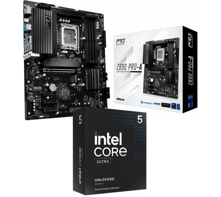 Kit Mother Asrock Z890 PRO-A + Procesador Intel Core Ultra 5 245K 5.2Ghz Turbo Socket 1851