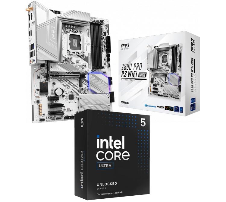 Kit Mother Asrock Z890 PRO RS WIFI WHITE + Procesador Intel Core Ultra 5 245KF 5.2Ghz Turbo Socket 1851