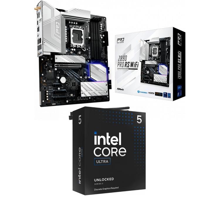 Kit Mother Asrock Z890 PRO RS WIFI + Procesador Intel Core Ultra 5 245KF 5.2Ghz Turbo Socket 1851