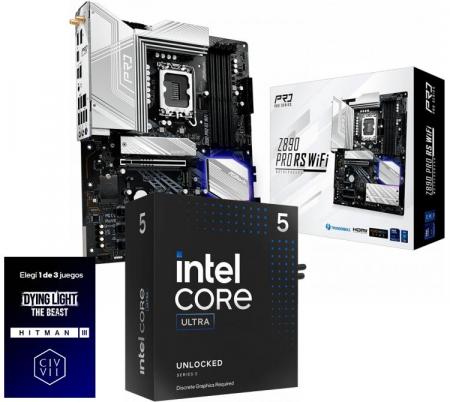 Kit Mother Asrock Z890 PRO RS WIFI + Procesador Intel Core Ultra 5 245K 5.2Ghz Turbo Socket 1851