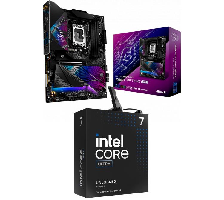 Kit Mother Asrock Z890 RIPTIDE WIFI + Procesador Intel Core Ultra 7 265KF 5.5Ghz Turbo Socket 1851 Arrow Lake