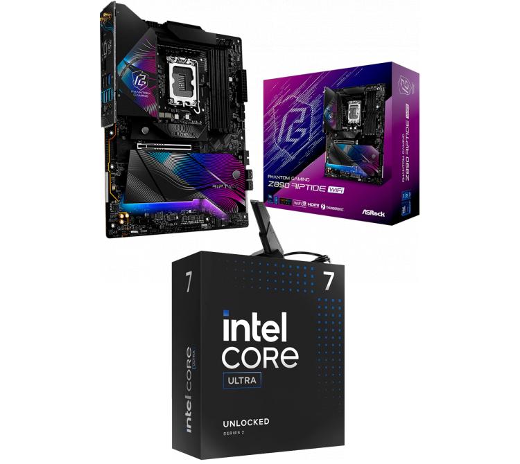 Kit Mother Asrock Z890 RIPTIDE WIFI + Procesador Intel Core Ultra 7 265K 5.5Ghz Turbo Socket 1851 Arrow Lake