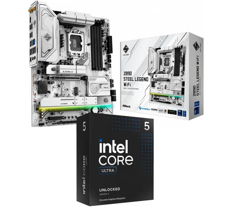 Kit Mother Asrock Z890 STEEL LEGEND WIFI + Procesador Intel Core Ultra 5 245KF 5.2Ghz Turbo Socket 1851