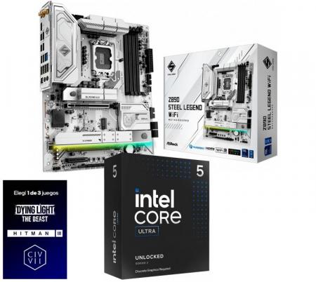 Kit Mother Asrock Z890 STEEL LEGEND WIFI + Procesador Intel Core Ultra 5 245K 5.2Ghz Turbo Socket 1851