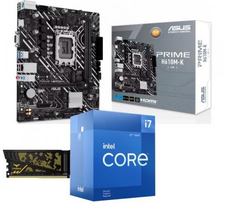 Kit Procesador Intel Core I7 12700F 4.9GHz Turbo (Sin Video Integrado) + Mother ASUS PRIME H610M-K CSM DDR4 S1700 + Memoria Team DDR4 8GB 3200Mhz Vulcan ASUS TUF Alliance CL16