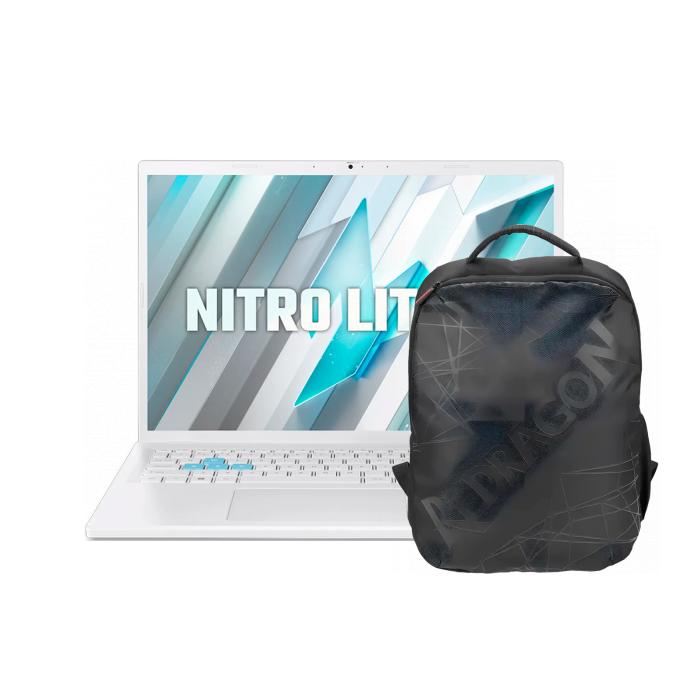 Notebook Acer Nitro Lite 16 16" Intel I5 13420H 16GB SSD 512GB RTX 4050 165Hz Win11 White + Mochila Gamer Redragon Tardis 2