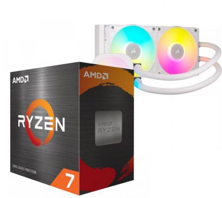 Procesador AMD Ryzen 7 5800XT 4.8GHz Turbo AM4 + Corsair ICUE TITAN LINK 240 RX RGB White Water Cooler