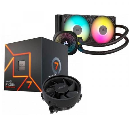 Procesador AMD Ryzen 7 7700 5.3GHz Turbo + Corsair ICUE TITAN LINK 240 RX RGB Water Cooler