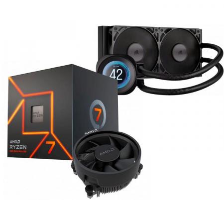 Procesador AMD Ryzen 7 7700 5.3GHz Turbo + Corsair NAUTILUS 240 RS LCD Water Cooler