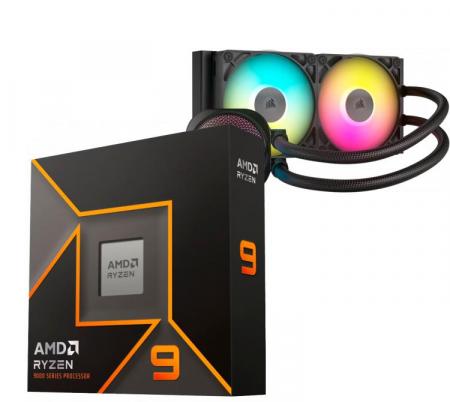 Procesador AMD Ryzen 9 9900X 5.6GHz Turbo + Corsair ICUE TITAN LINK 240 RX RGB Water Cooler