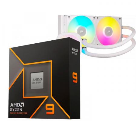 Procesador AMD Ryzen 9 9900X 5.6GHz Turbo + Corsair ICUE TITAN LINK 240 RX RGB White Water Cooler