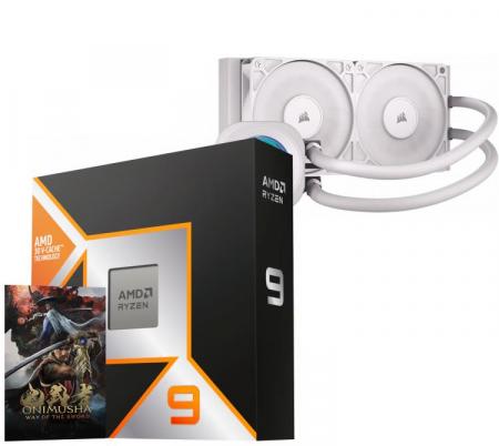 Procesador AMD Ryzen 9 9950X3D 5.7GHz Turbo + Corsair NAUTILUS 240 RS LCD White Water Cooler