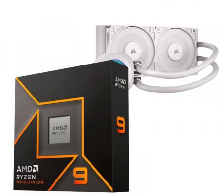 Procesador AMD Ryzen 9 9950X 5.7GHz Turbo + Corsair NAUTILUS 240 RS LCD White Water Cooler