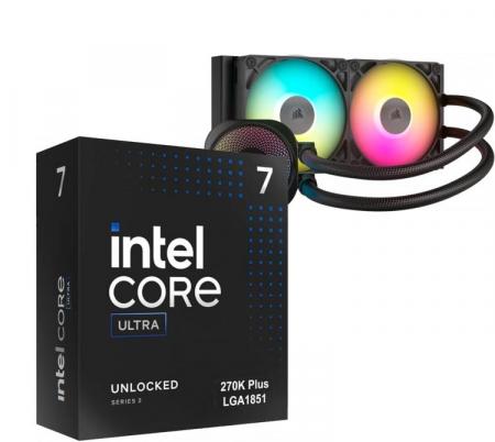 Procesador Intel Core Ultra 7 270K 5.7GHz Turbo + Cooler CPU Corsair ICUE TITAN LINK 240 RX RGB Water Cooler