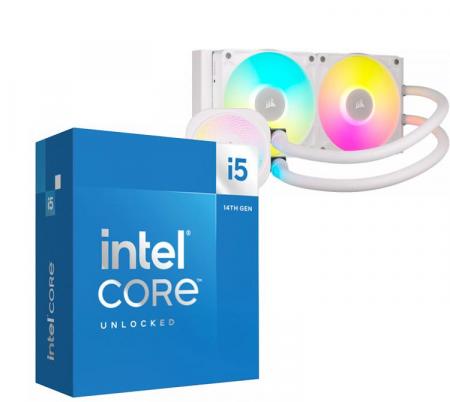 Procesador Intel Core i5 14600K 5.3GHz Turbo + Corsair ICUE TITAN LINK 240 RX RGB White Water Cooler