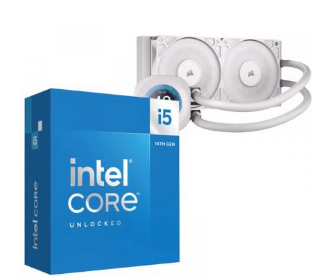 Procesador Intel Core i5 14600K 5.3GHz Turbo + Corsair NAUTILUS 240 RS LCD White Water Cooler