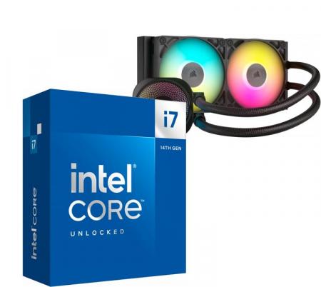 Procesador Intel Core i7 14700K 5.6GHz Turbo + Corsair ICUE TITAN LINK 240 RX RGB Water Cooler