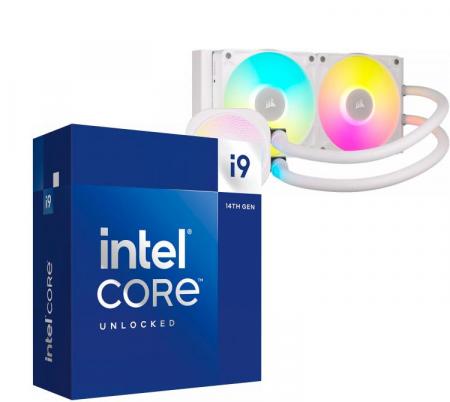 Procesador Intel Core i9 14900KF 6.0GHz Turbo + Corsair ICUE TITAN LINK 240 RX RGB White Water Cooler