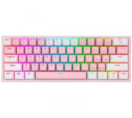 Teclado Mecanico Redragon Fizz Pro K616 Wireless RGB 60% Pink/White