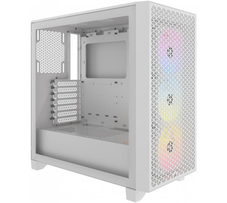 Gabinete Corsair 3000D TG Airflow White RGB 3x120mm AR120 ARGB Fans USB-A ATX