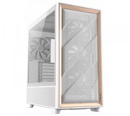 Gabinete Antec FLUX White 4x120mm + 1x140mm Fans Mesh Wood Vidrio Templado