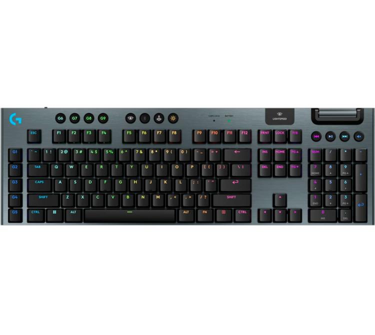 Teclado Mecanico Logitech G915X Wireless 2.4Ghz Bluetooth Tri-Mode Low Profile Lightspeed LightSync RGB Switch GL Tactile Black RGB